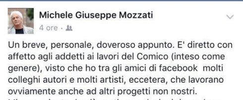 uno screenshot del post di Michele Mozzati